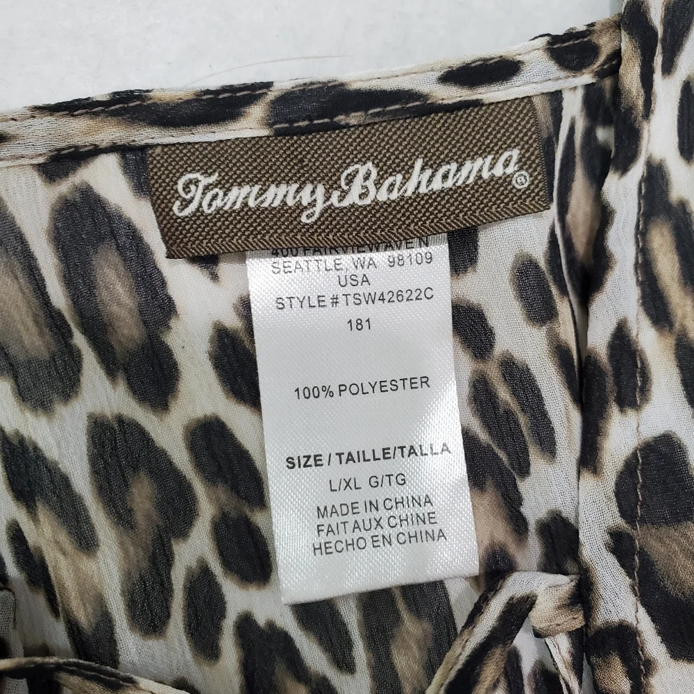 Tommy Bahama Animal Print Lace-up Tunic Swim Cover Up Sz L/XL Stretch Waist - Picture 12 of 12